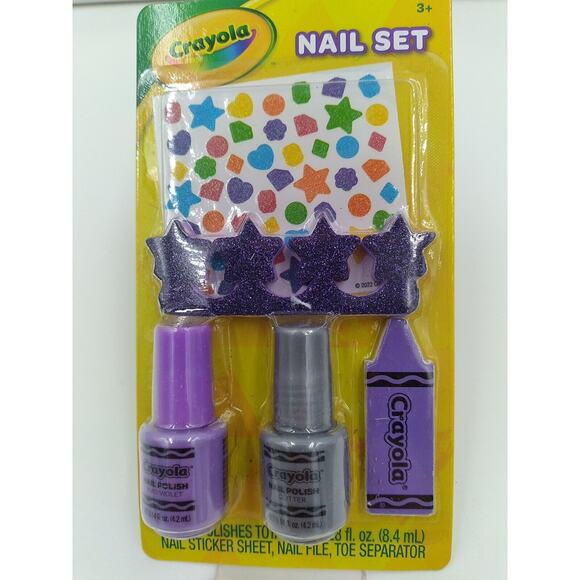 Crayola PURPLE Nails Set 2 Finger Nail Polish Stickers File - Picture 1 of 1